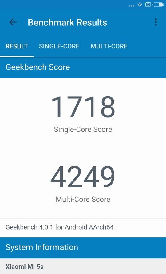 Xiaomi Mi5s тест Geekbench 4