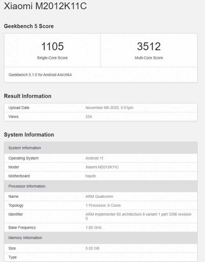 Xiaomi Mi11 snapdaragon 875
