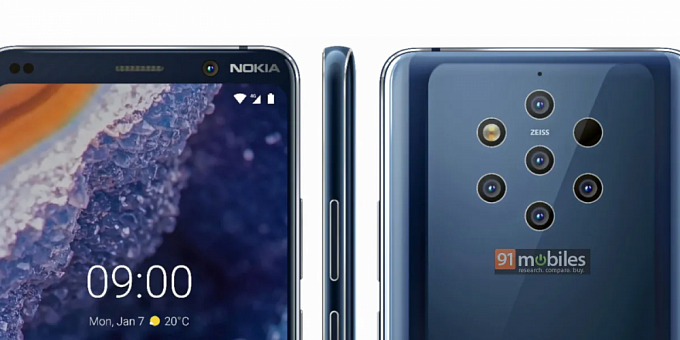 В сети появился официальный рендер смартфона Nokia 9 PureView