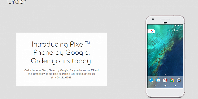 Google Pixel в белом цвете по ошибке показан канадским оператором сотовой связи на своем сайте