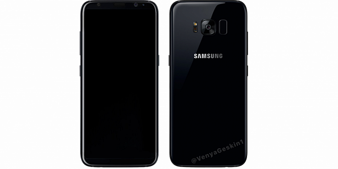 Рендер Samsung Galaxy S8 в черном цвете корпуса был замечен в сети