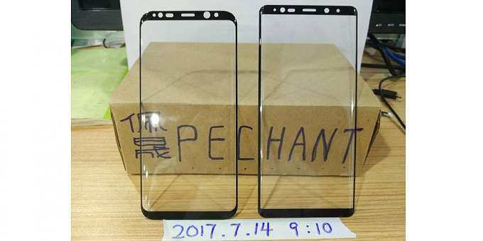 В сети появилась фотография, на которой сравниваются передние панели Samsung Galaxy S8+ и Galaxy Note 8