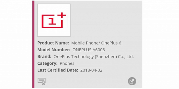 OnePlus 6 (A6003) получил Wi-Fi сертификацию